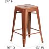 Flash Furniture Kai Commercial Grade 24″ High Backless Black Metal Indoor-Outdoor Counter Height Stool with Square Seat(Copper)