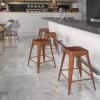 Flash Furniture Kai Commercial Grade 24″ High Backless Black Metal Indoor-Outdoor Counter Height Stool with Square Seat(Copper)