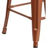 Flash Furniture Kai Commercial Grade 24″ High Backless Black Metal Indoor-Outdoor Counter Height Stool with Square Seat(Copper)