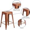 Flash Furniture Kai Commercial Grade 24″ High Backless Black Metal Indoor-Outdoor Counter Height Stool with Square Seat(Copper)