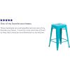 Flash Furniture Kai Commercial Grade 24″ High Backless Black Metal Indoor-Outdoor Counter Height Stool with Square Seat(Crystal Teal-blue)