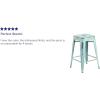 Flash Furniture Kai Commercial Grade 24″ High Backless Black Metal Indoor-Outdoor Counter Height Stool with Square Seat(Distressed Green-blue)