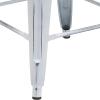 Flash Furniture Kai Commercial Grade 24″ High Backless Black Metal Indoor-Outdoor Counter Height Stool with Square Seat(Distressed White)