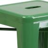 Flash Furniture Kai Commercial Grade 24″ High Backless Black Metal Indoor-Outdoor Counter Height Stool with Square Seat(Green)