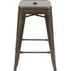 Flash Furniture Kai Commercial Grade 24″ High Backless Black Metal Indoor-Outdoor Counter Height Stool with Square Seat(Gun Metal)