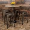 Flash Furniture Kai Commercial Grade 24″ High Backless Black Metal Indoor-Outdoor Counter Height Stool with Square Seat(Gun Metal)
