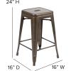 Flash Furniture Kai Commercial Grade 24″ High Backless Black Metal Indoor-Outdoor Counter Height Stool with Square Seat(Gun Metal)