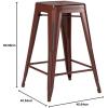 Flash Furniture Kai Commercial Grade 24″ High Backless Black Metal Indoor-Outdoor Counter Height Stool with Square Seat(Kelly Red)