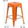 Flash Furniture Kai Commercial Grade 24″ High Backless Black Metal Indoor-Outdoor Counter Height Stool with Square Seat(Orange)