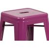 Flash Furniture Kai Commercial Grade 24″ High Backless Black Metal Indoor-Outdoor Counter Height Stool with Square Seat(Purple)