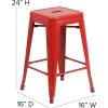 Flash Furniture Kai Commercial Grade 24″ High Backless Black Metal Indoor-Outdoor Counter Height Stool with Square Seat(Red)
