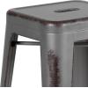 Flash Furniture Kai Commercial Grade 24″ High Backless Black Metal Indoor-Outdoor Counter Height Stool with Square Seat(Silver Gray)