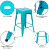 Flash Furniture Kai Commercial Grade 24″ High Backless Black Metal Indoor-Outdoor Counter Height Stool with Square Seat(Teal)