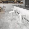 Flash Furniture Kai Commercial Grade 24″ High Backless Black Metal Indoor-Outdoor Counter Height Stool with Square Seat(White)
