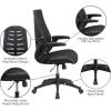 Flash Furniture Kale High Back Designer Black Mesh Executive Swivel Ergonomic Office Chair with Height Adjustable Flip-Up Arms(Black)