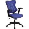 Flash Furniture Kale High Back Designer White Mesh Executive Swivel Ergonomic Office Chair with Adjustable Arms(Blue Mesh)