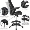 Flash Furniture Kale High-Back Ergonomic Mesh Office Chair with Flip-Up Arms and Adjustable Foot Ring, Spine-Back Tall Executive Swivel Chair, Black(Black)
