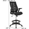 Flash Furniture Kale High-Back Ergonomic Mesh Office Chair with Flip-Up Arms and Adjustable Foot Ring, Spine-Back Tall Executive Swivel Chair, Black(Black)