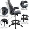 Flash Furniture Kale High-Back Ergonomic Mesh Office Chair with Flip-Up Arms and Adjustable Foot Ring, Spine-Back Tall Executive Swivel Chair, Black(Dark Gray)