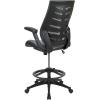 Flash Furniture Kale High-Back Ergonomic Mesh Office Chair with Flip-Up Arms and Adjustable Foot Ring, Spine-Back Tall Executive Swivel Chair, Black(Dark Gray)