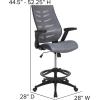 Flash Furniture Kale High-Back Ergonomic Mesh Office Chair with Flip-Up Arms and Adjustable Foot Ring, Spine-Back Tall Executive Swivel Chair, Black(Dark Gray)