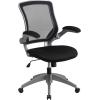 Flash Furniture Kale Mid-Back Black Mesh Swivel Ergonomic Task Office Chair with Gray Frame and Flip-Up Arms