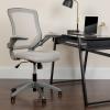 Flash Furniture Kale Mid-Back Gray Mesh Swivel Ergonomic Task Office Chair with Gray Frame and Flip-Up Arms(Grey)