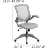 Flash Furniture Kale Mid-Back Gray Mesh Swivel Ergonomic Task Office Chair with Gray Frame and Flip-Up Arms(Grey)