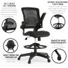 Flash Furniture Kale Mid-Back Swivel Office Chair with Adjustable Foot Ring, Lumbar Support, and Seat Height, Ergonomic Mesh Executive Chair, Black