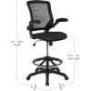 Flash Furniture Kale Mid-Back Swivel Office Chair with Adjustable Foot Ring, Lumbar Support, and Seat Height, Ergonomic Mesh Executive Chair, Black