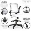 Flash Furniture Kale Mid-Back White Mesh Ergonomic Drafting Chair | Adjustable Foot Ring, Flip-Up Arms(White)