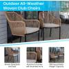Flash Furniture Kallie Set of 2 Indoor/Outdoor Stacking Club Chairs with Arms – UV Resistant Woven Black Seat & Back – Gray Zippered Cushions – Black Aluminum Frame(Natural)