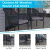 Flash Furniture Kallie Set of 2 Indoor/Outdoor Stacking Club Chairs with Arms – UV Resistant Woven Black Seat & Back – Gray Zippered Cushions – Black Aluminum Frame(Black)