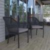 Flash Furniture Kallie Set of 2 Indoor/Outdoor Stacking Club Chairs with Arms – UV Resistant Woven Black Seat & Back – Gray Zippered Cushions – Black Aluminum Frame(Black)