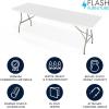 Flash Furniture Kathryn 8′ Rectangular Plastic Folding Event Table with Carrying Handle, Bi-Fold Portable Banquet Table for Indoor/Outdoor Events, Granite White, 30″W x 96″L