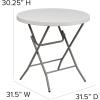 Flash Furniture Kathryn Commercial Grade 2.63-Foot Round Granite White Plastic Folding Table(Classic)