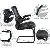 Flash Furniture Kelista Black Mesh Sled Base Side Reception Chair with Flip-Up Arms(Black Leathersoft)
