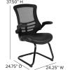 Flash Furniture Kelista Black Mesh Sled Base Side Reception Chair with Flip-Up Arms(Black Leathersoft)