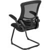Flash Furniture Kelista Black Mesh Sled Base Side Reception Chair with Flip-Up Arms(Black Mesh)