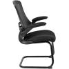 Flash Furniture Kelista Black Mesh Sled Base Side Reception Chair with Flip-Up Arms(Black Mesh)