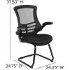 Flash Furniture Kelista Black Mesh Sled Base Side Reception Chair with Flip-Up Arms(Black Mesh)
