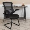 Flash Furniture Kelista Black Mesh Sled Base Side Reception Chair with Flip-Up Arms(Black Mesh)