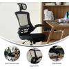 Flash Furniture Kelista High-Back Swivel Office Chair with Adjustable Lumbar Support and Seat Height, Ergonomic Mesh Desk Chair, Black(Black)
