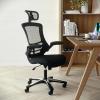Flash Furniture Kelista High-Back Swivel Office Chair with Adjustable Lumbar Support and Seat Height, Ergonomic Mesh Desk Chair, Black(Black)