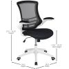 Flash Furniture Kelista Office Chair, Ergonomic, Mid-Back, Dark Gray Mesh with Swivel(Black Mesh/White Frame)