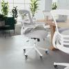 Flash Furniture Kelista Office Chair, Ergonomic, Mid-Back, Dark Gray Mesh with Swivel(Light Gray Mesh/White Frame)