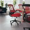 Flash Furniture Kelista Office Chair, Ergonomic, Mid-Back, Dark Gray Mesh with Swivel(Red Mesh)