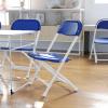 Flash Furniture Kids White Plastic Folding Chair(Blue)