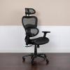 Flash Furniture LO Ergonomic Mesh Office Chair with 2-to-1 Synchro-Tilt, Adjustable Headrest, Lumbar Support, and Adjustable Pivot Arms in Black(Black)