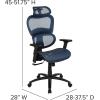 Flash Furniture LO Ergonomic Mesh Office Chair with 2-to-1 Synchro-Tilt, Adjustable Headrest, Lumbar Support, and Adjustable Pivot Arms in Blue